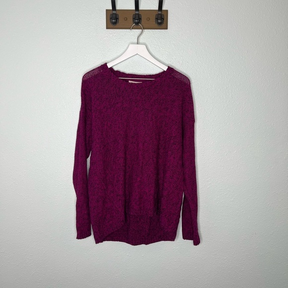 Philosophy Sweaters - Philosophy Pink and Black Marled Knit Crewneck Long Sleeve Sweater